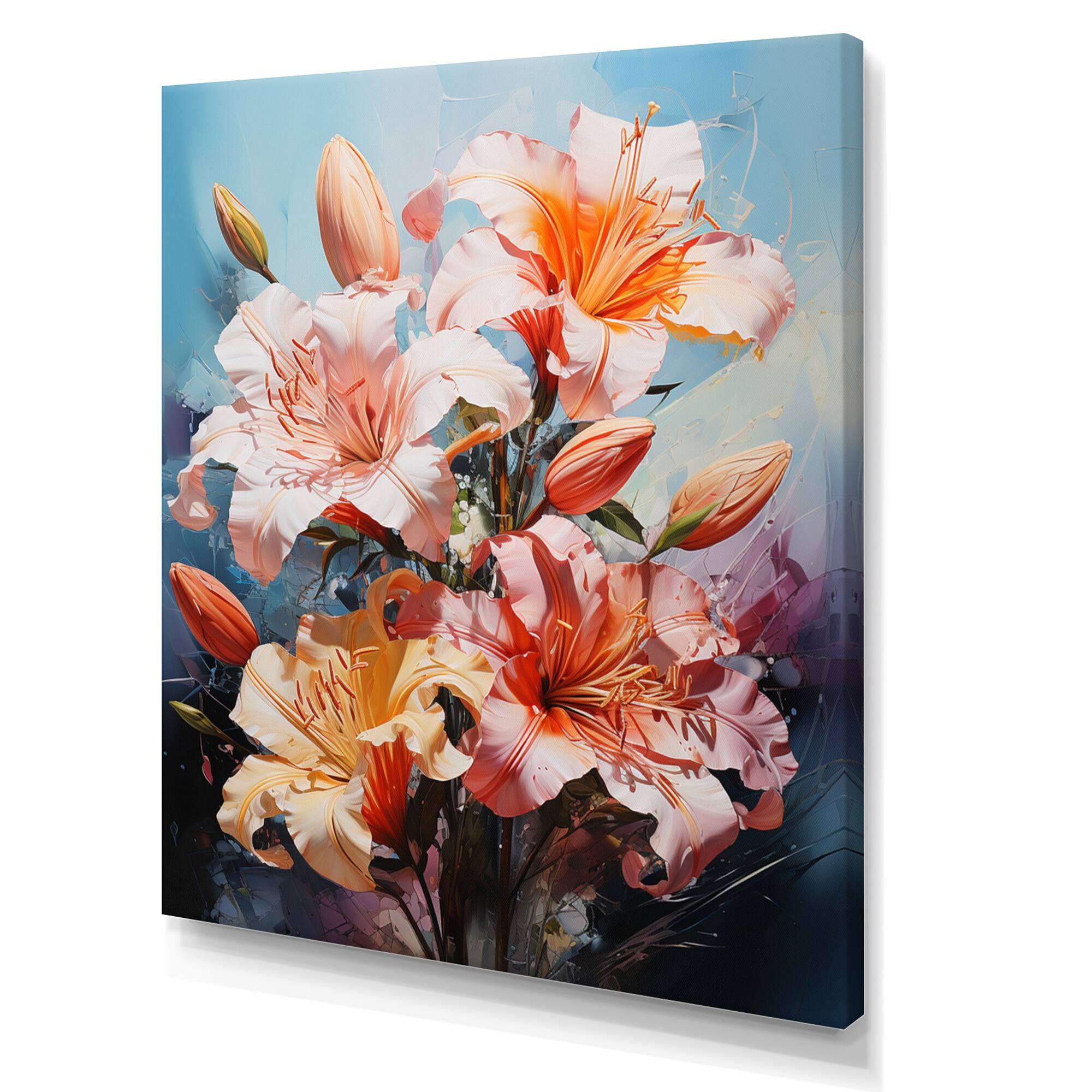 Designart "Lilies Representation Multicolored Acrylic V" Lilies Wall